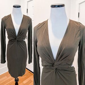 Rise of Dawn Jersey Olive Green Long Sleeve Dress